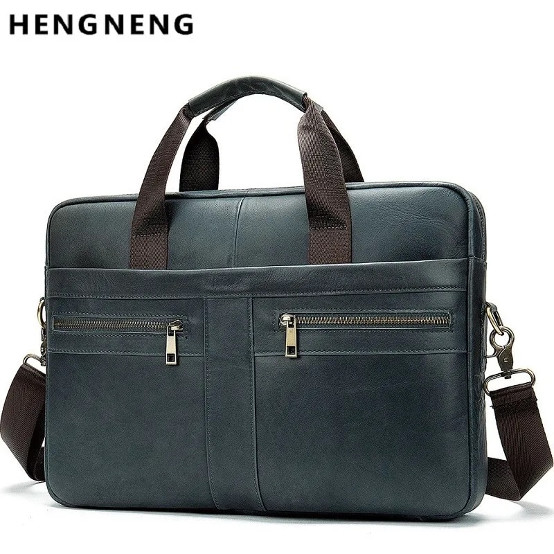 ZZOOI New Cow Leather Briefcase Mens Genuine Leather Handbags Crossbody Bags Men's High Quality Luxury Business Messenger Bags Laptop ราคา 1,278 บาท*ส่งฟรี