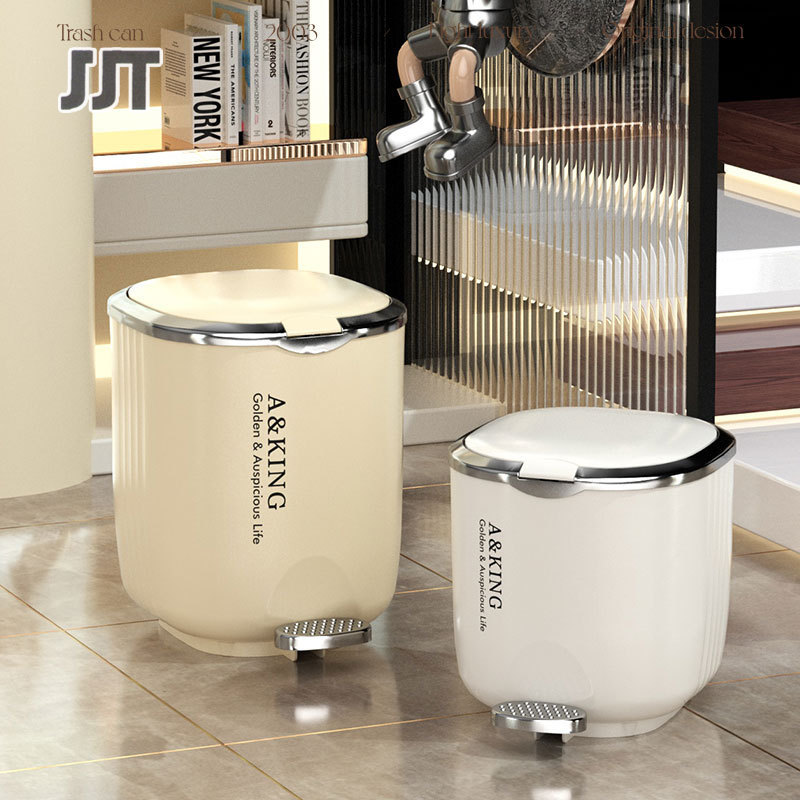 Household double open garbage bin, high aesthetic value, light luxury, bathroom, living room, paper basket, large capacity with lid, foot operated garbage bin ราคา 351 บาท*ส่งฟรี
