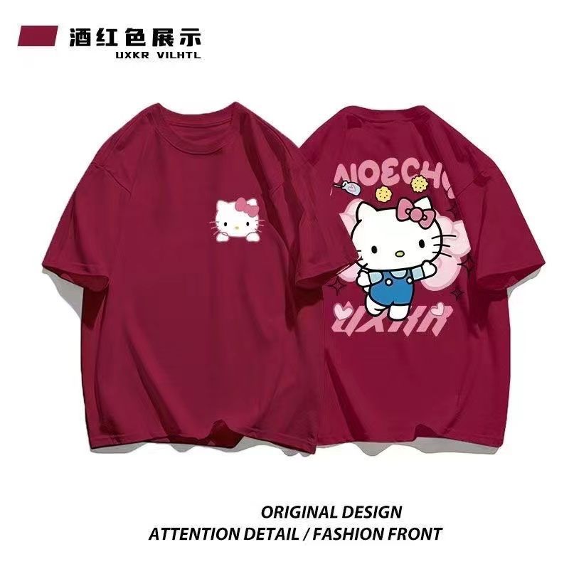 Hiphop Hello Kitty in hình phim hoạt hình tay ngắn áo phông dành cho nam Và Nữ Mùa Hè Lỏng Lẻo Vài T