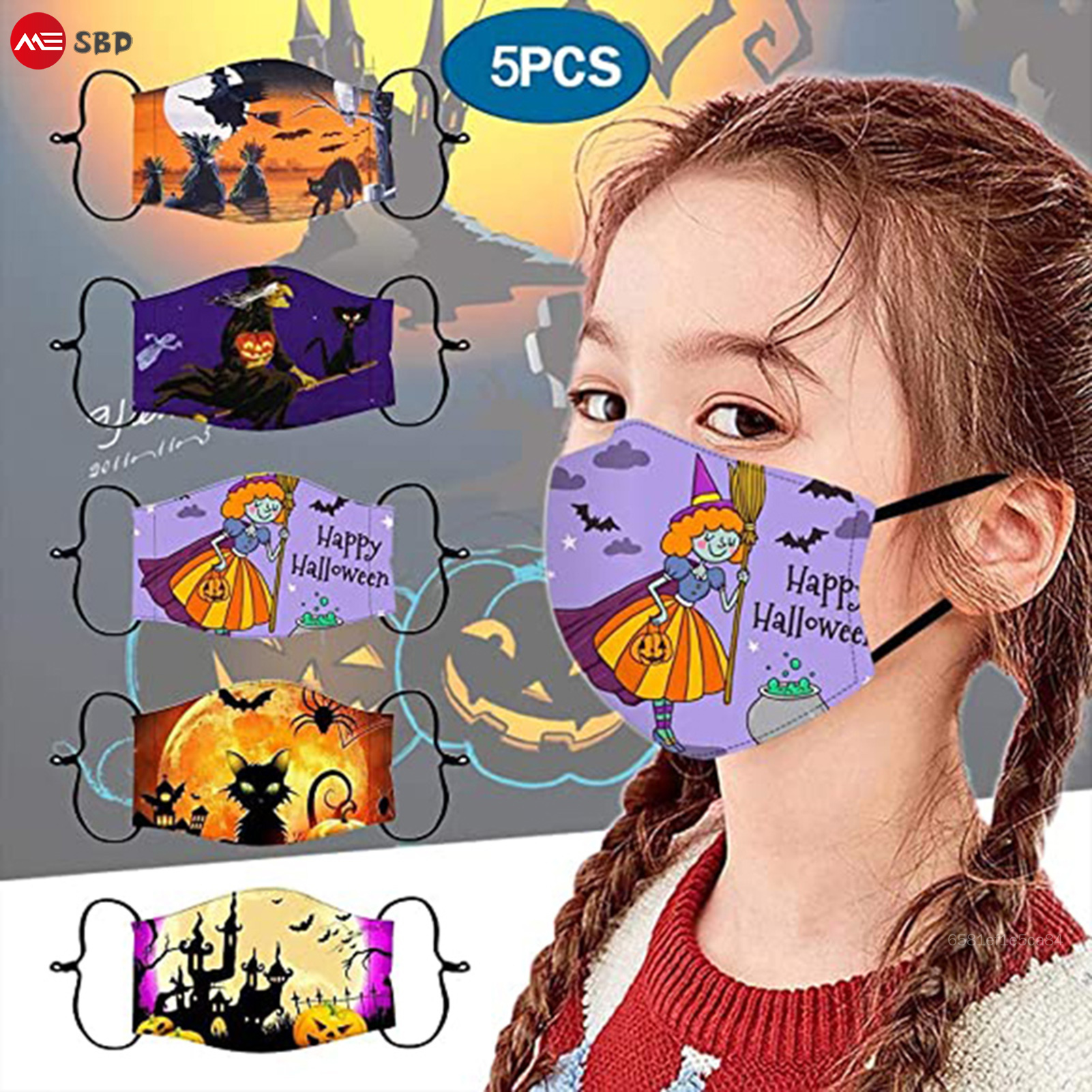 Mô hình chủ đề Halloween trẻ em mặt nạ không có kích thích colorfast Kid mặt nạ cho ngoài trời activeis hoặc đi xe đạp SBD-MY