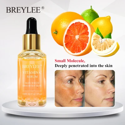 BREYLEE Vitamin C Whitening Serum Remove Freckles Fade Dark Spots Brightening Face Serum Moisturizing Anti-Aging Reduce Wrinkles Facial Skin Care 17ml