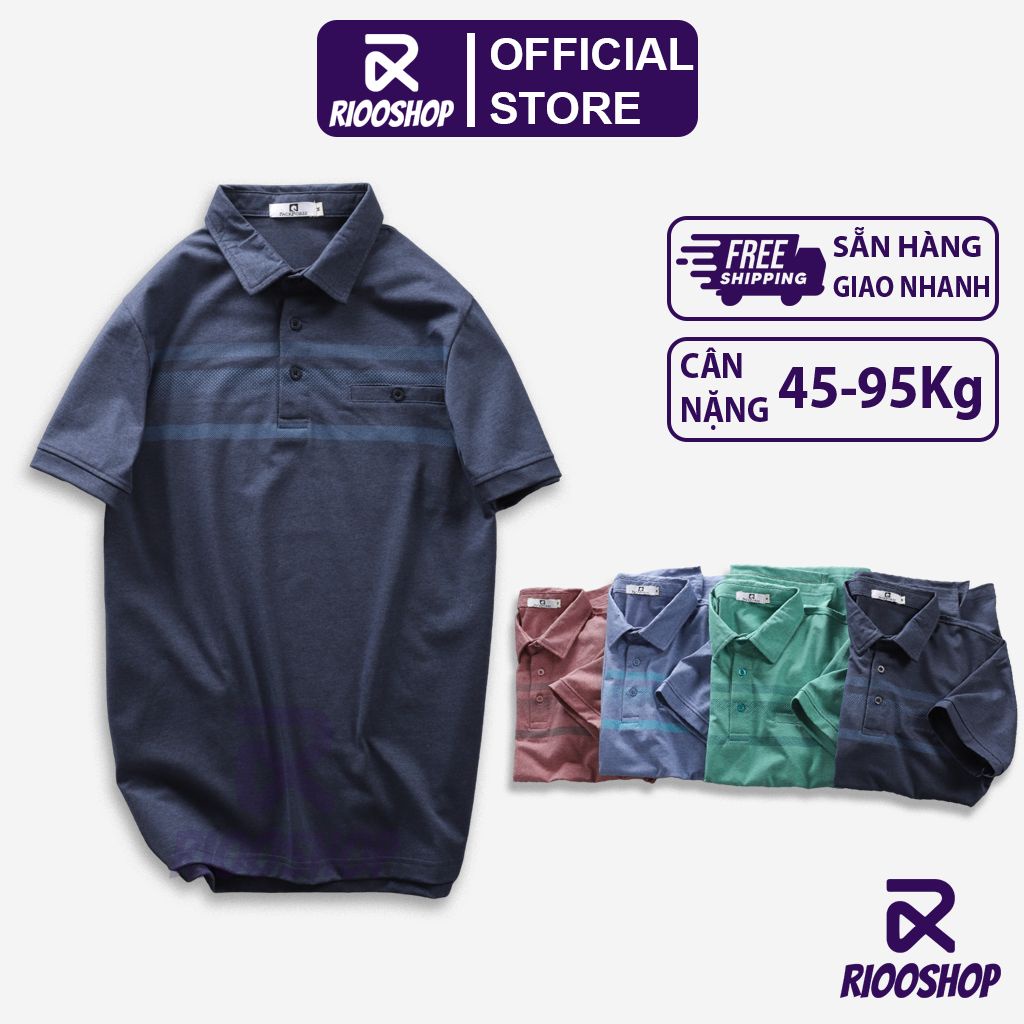 Áo polo nam đẹp, áo thun nam có cổ form rộng cotton túi giả RCP009 màu đỏ, xanh cotton, có size lớn,