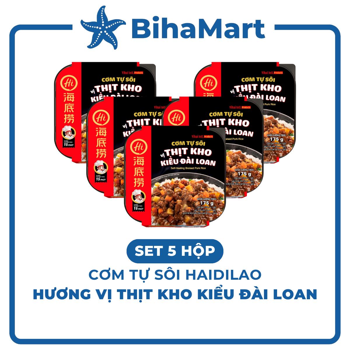 [SET 5 HỘP] - YIHAI - Cơm tự sôi Haidilao hương vị Thịt kho kiểu Đài Loan, Cơm tự sôi Hadilao Thịt kho kiểu Đài Loan (175g/hộp)