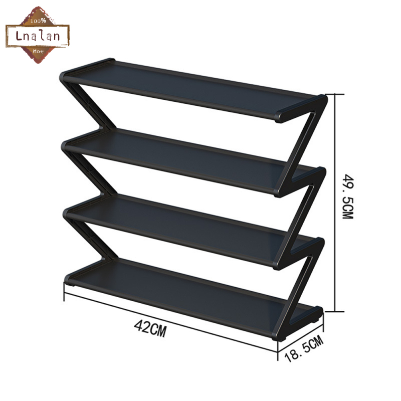 Lanlan Simple Shoe Rack, Multifunctional Storage Rack, Multi-layer Assembly Z-shaped Shoe Rack,Upgrade 4-Tier Small Shoe Rack Thickened Steel Stackable Shoe Shelf
