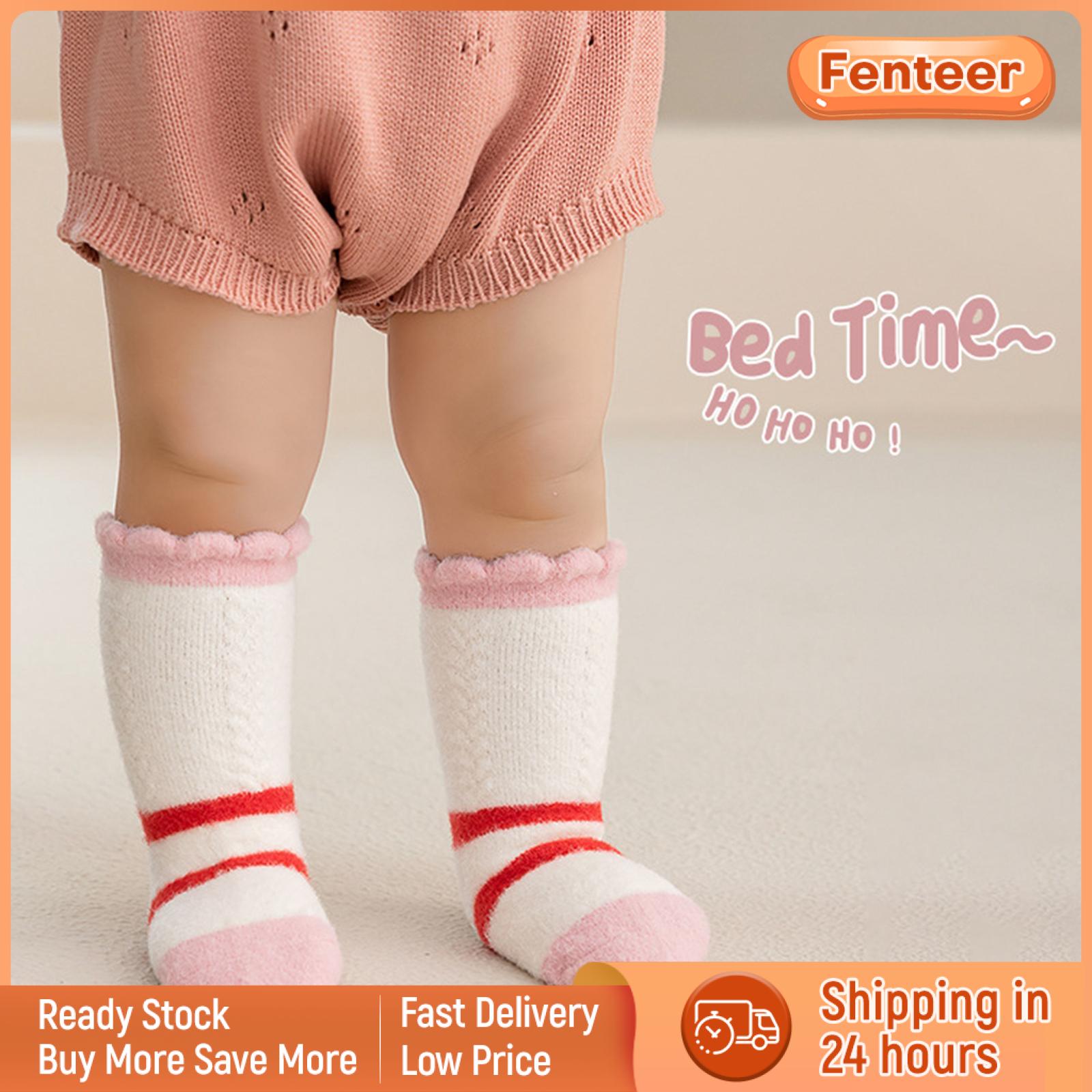 Fenteer 3 đôi chống trượt vớ trẻ em giữ ấm thấm mồ hôi giày dép hoạt hình thông thường vớ sàn em bé cho trẻ sơ sinh trẻ mới biết đi phòng ngủ trẻ sơ sinh