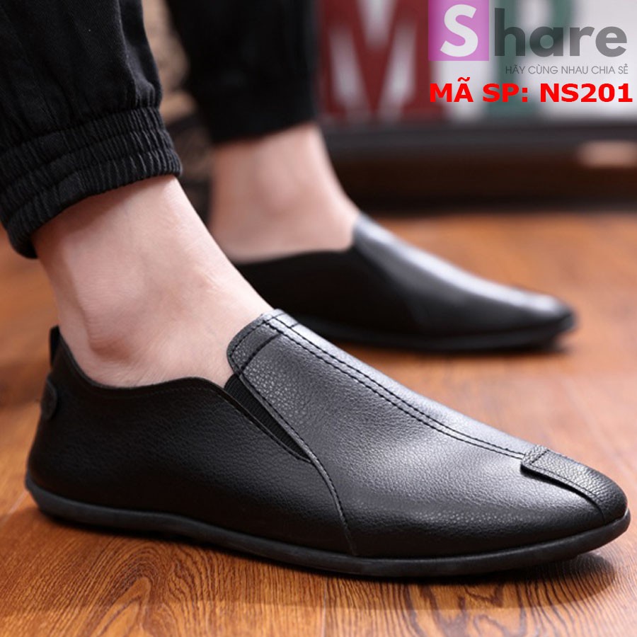 - giày lười nam hàn quốc màu đen