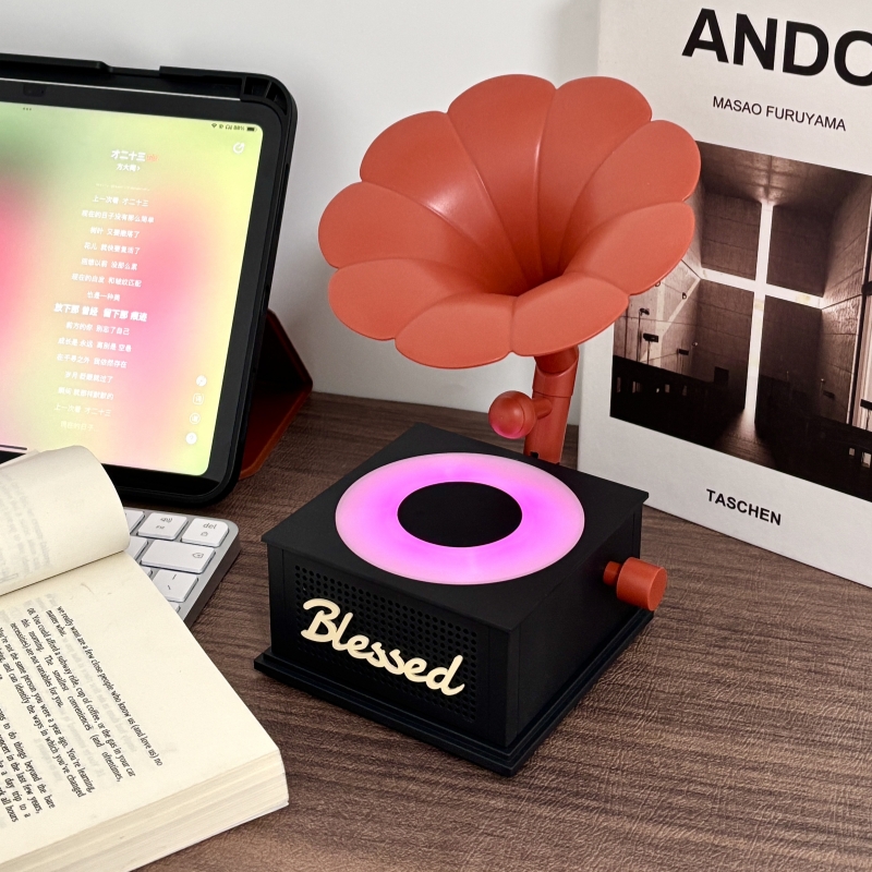 Retro Style Mini Bluetooth Speakers Light Luxury Wireless Subwoofer Computer Vinyl Record Player Plastic Decoration Sound Box