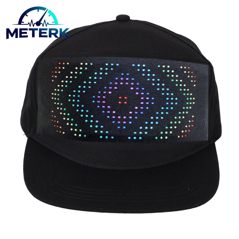 Meterk หมวก LED แบบตั้งโปรแกรมได้สีดำปรับขนาด LED แก้ไขหมวก BT แอพมือถือควบคุมผ้าฝ้ายหลายภาษาสำหรับเทศกาลวันหยุดปาร์ตี้ ราคา 976 บาท*ส่งฟรี