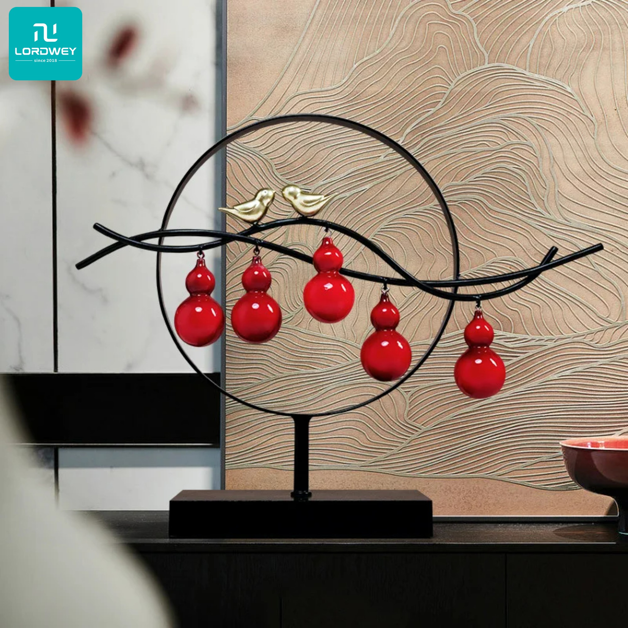 LORDWEY New Chinese Light Luxury Style Wufu Linmen Resin Gourd Soft Decoration Strictly Selected Ornaments Accompanied By Annual Gifts ราคา 1,080 บาท*ส่งฟรี