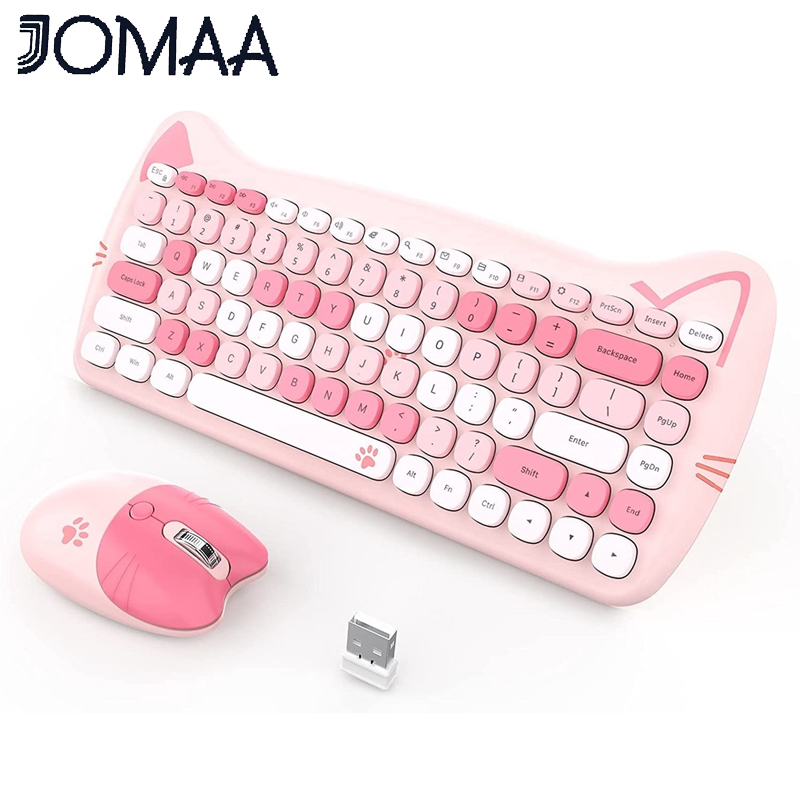 Joa & mofii meo màu sắc dễ thương mini 2.4g bàn phím không dây và chuột thiết lập với đa-màu sắc bàn phím với đa-màu sắc bàn phím cho máy tính mac ios cửa sổ máy tính xách tay máy tính để bàn ios pc