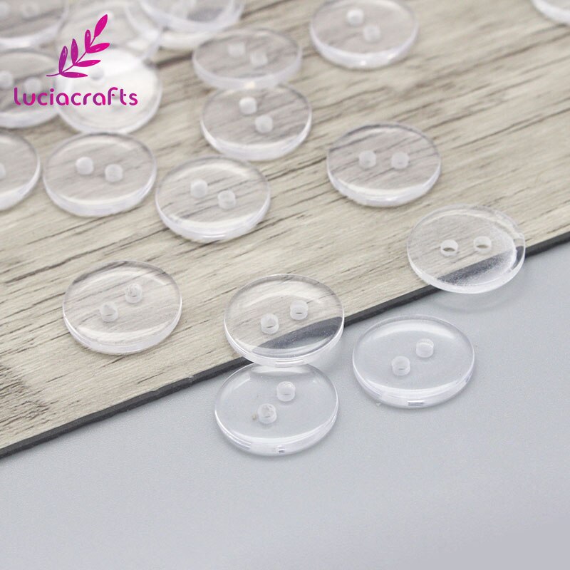 9-25mm Transparent Plastic Buttons Clear Sewing Resin Shirt Two