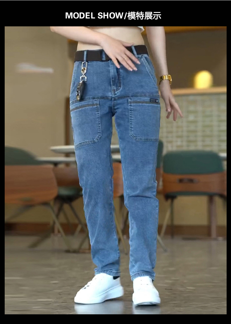 [lsdj] 2023 New Men's Slim Jeans Stretch Skinny Multi Pocket Fashion Designer Denim Trousers Male Brand Clothes Pants Streetwear · v2