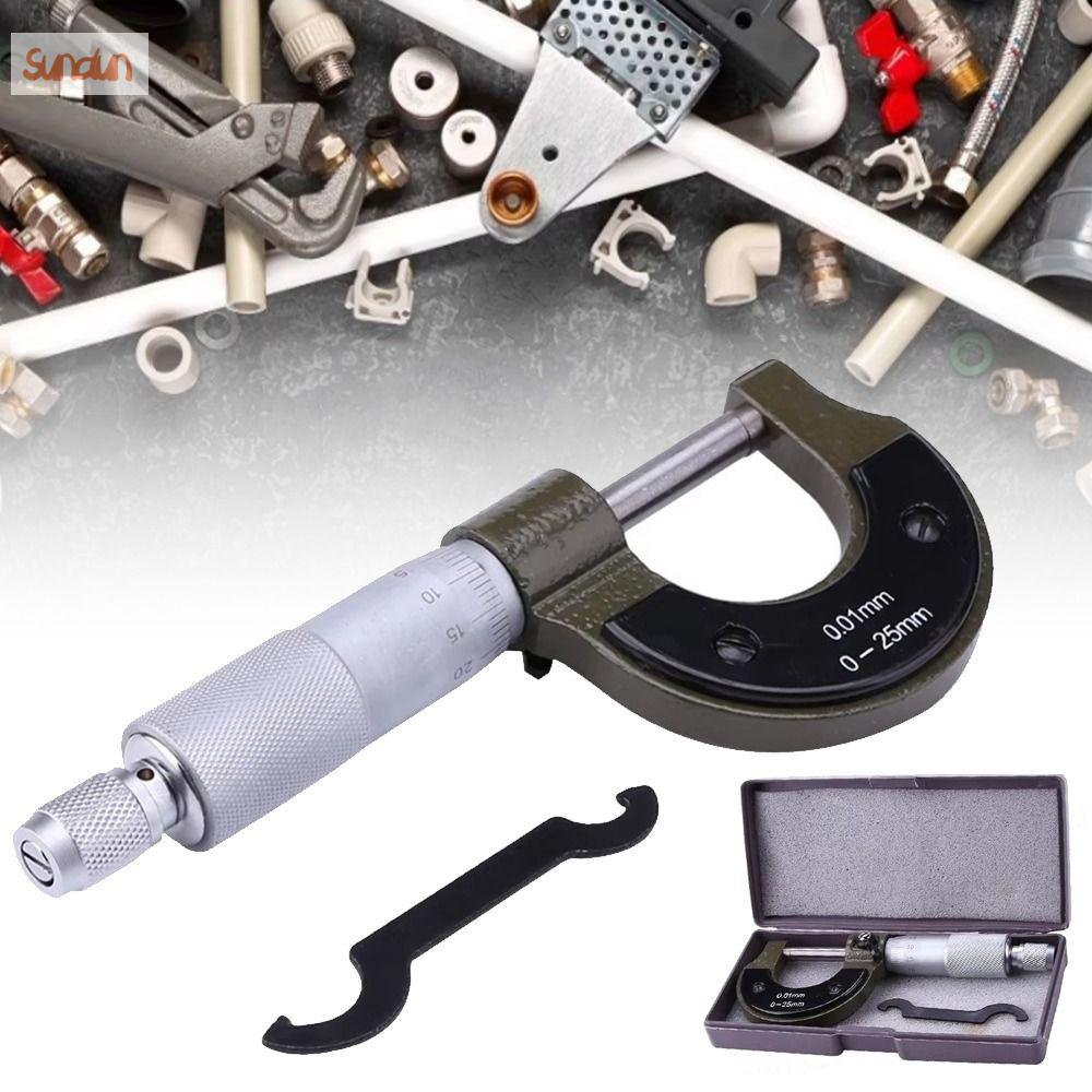 SUNDUN 0-25mm Micrometers ngoài Thép carbon Thước đo sợi Thước đo micromet Chuyên nghiệp Thực tế Máy đo vi mô chính xác Thiết bị đo lường