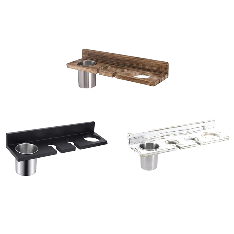 【Latest model】Vintage Wooden Hair Dryer Holder Space Saving Stylish Blow Dryer Hanger Wall-Mounted Hair Straightener Holder Curling
