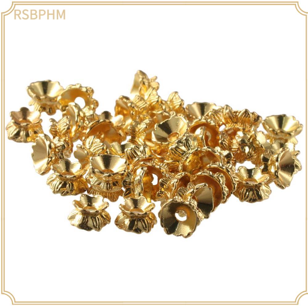 RSBPHM Vàng, Bạc Hạt Hoa Hợp kim Mũ hạt hai đầu dây chuyền để làm đồ trang sức Mũ Hạt trang sức hợp kim Phụ kiện trang sức