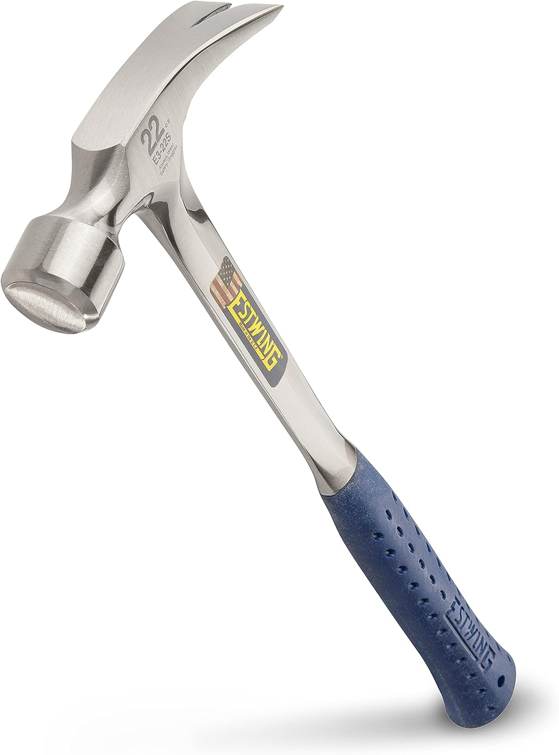 Estwing Hammertooth Hammer - 22 oz Straight Rip Claw with Smooth Face &  Shock Reduction Grip - E6-22T, Blue