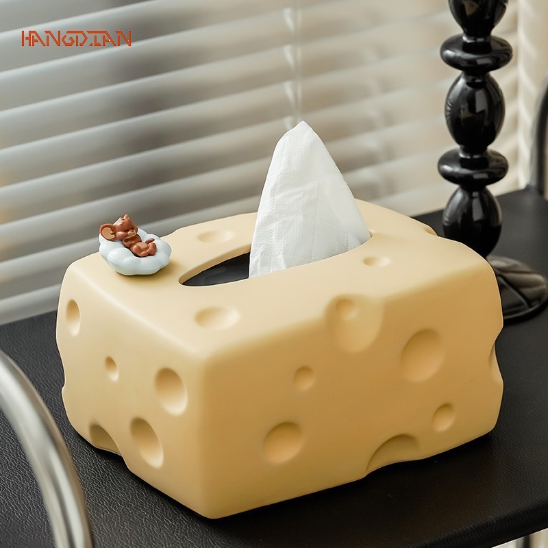 HANGDIANHiện đại ánh sáng sang trọng pho mát gốm hộp đựng khăn giấy trang trí nhà phòng khách bàn trà bảng tiên tiến giấy Hộp ngăn kéo trang trí mềm