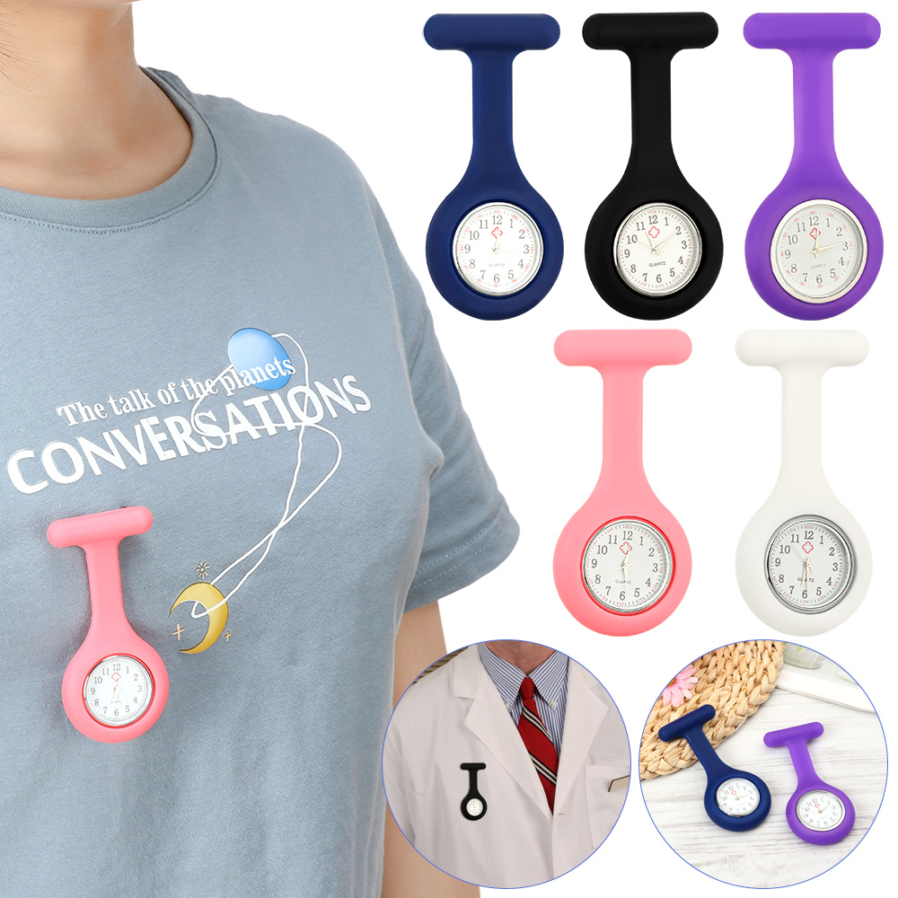 Okdeals Phụ Nữ Silicone Ve Áo Đồng Hồ Với Thứ Hai Tay nhiều màu sắc Điều Dưỡng đồng hồ cho y tá Fob Clip Trên