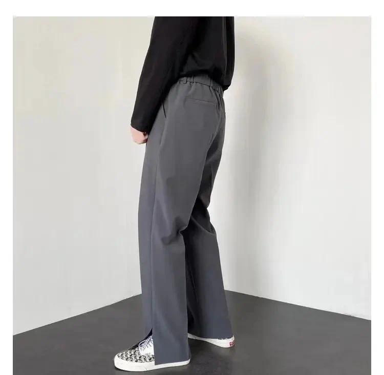 Summer New Men's Suit Pants Korean Style Streetwear Fashion Slim Fit Casual Pants Male Personalized Slit Loose Long Pants