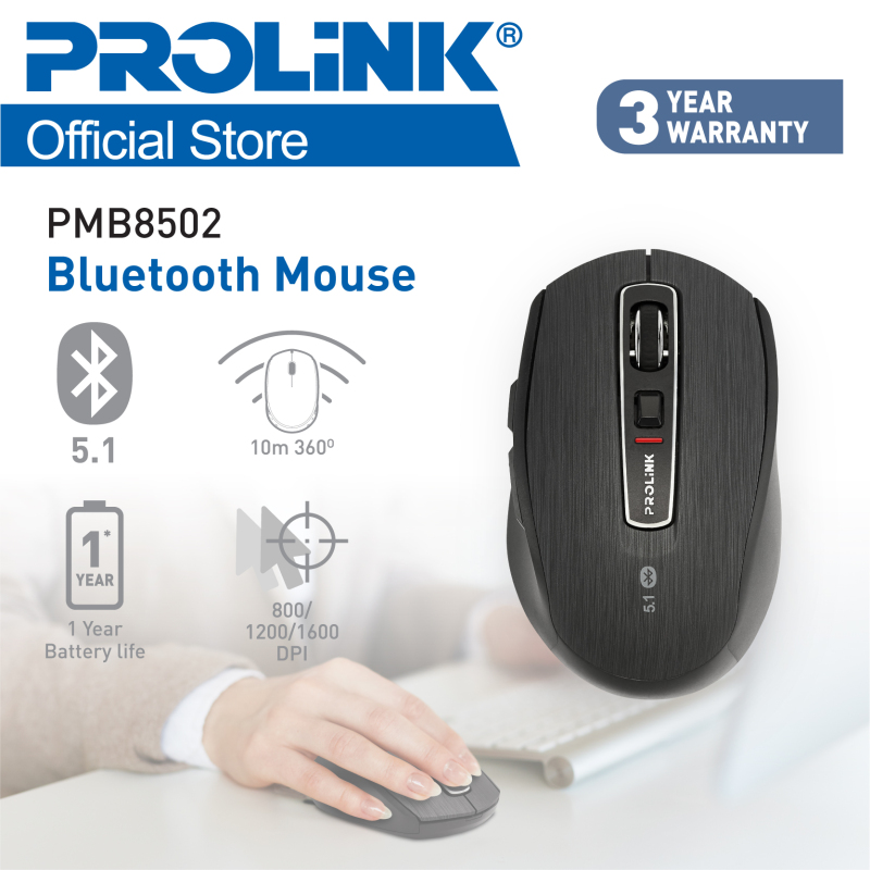 NEW! PROLiNK PMB8502 Premium Bluetooth 5.1 Wireless Mouse - 6 buttons (Powered by Broadcom Chipset from USA)