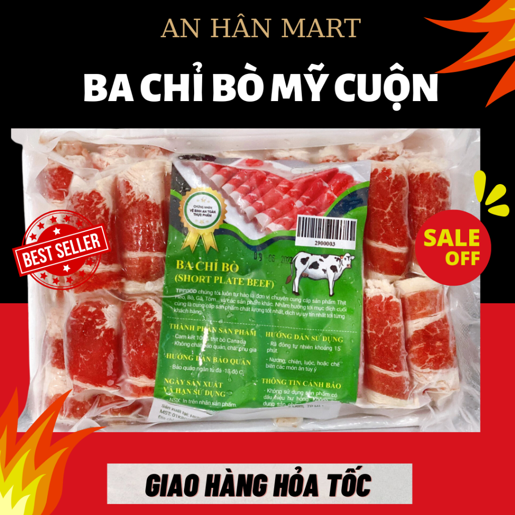 Ba Chỉ Bò Mỹ cuộn thả lẩu, ba chỉ bò nhập khẩu TPFoods 500g
