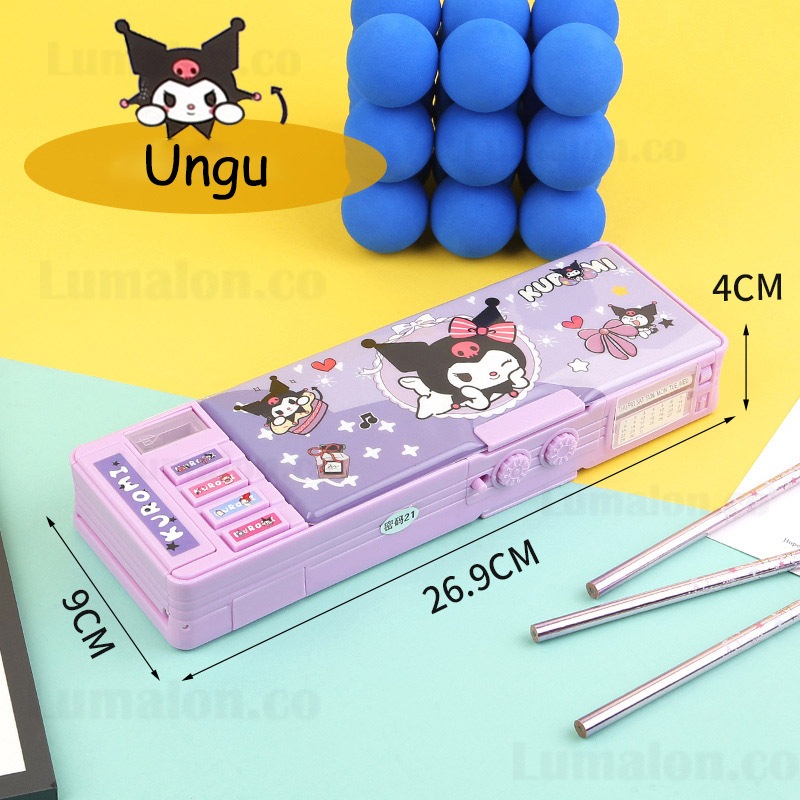 Password Kuromi Sandi Kotak Pensil Tempat Pensil Boneka Lucu Berkapasitas Besar Tempat Pensil Lapis Ganda Multifungsi Rautan Pensil Tempat Pensil Berkapasitas Besar