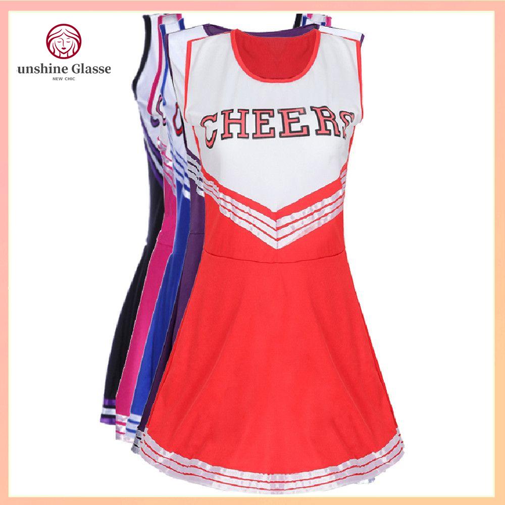 Sexy Cheerleader Outfit Halloween Women Schoolgirl Gleeing Cheerleader  Uniform Lingerie Dress High School Cheerleading Costume