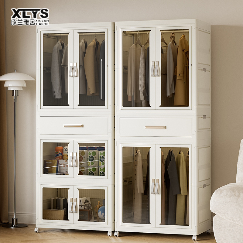 Storage cabinet Movable locker Storage cabinet with roller Foldable multifunctional wardrobe Toy clothes storage box Home bedroom living room multi-storey - ยี่ห้อ XINLANYASHE ราคา 622 บาท*ส่งฟรี