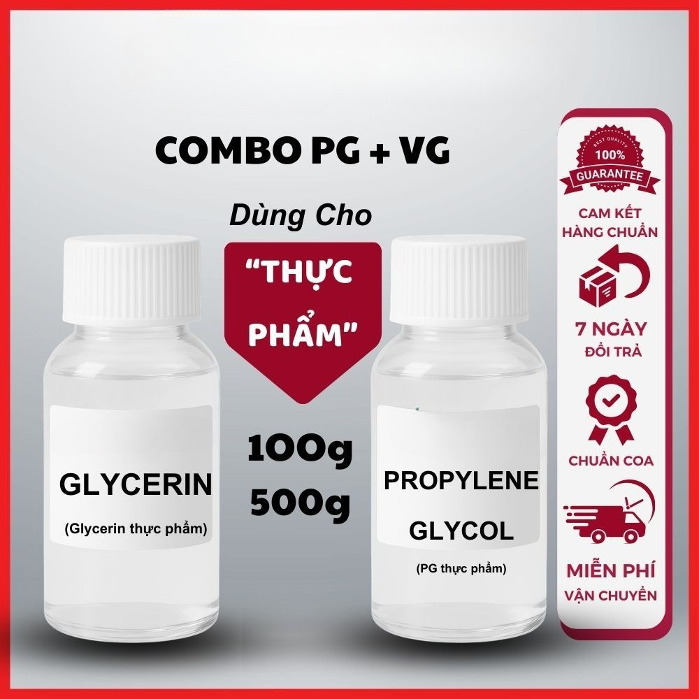 Combo (𝗣𝗚) 𝗣𝗿𝗼𝗽𝘆𝗹𝗲𝗻𝗲 𝗚𝗹𝘆𝗰𝗼l, (𝗩𝗚) 𝗚𝗹𝘆𝗰𝗲𝗿𝗶𝗻 thực vật dùng trong TLĐT, thực phẩm, dược phẩm, mỹ phẩm (Ảnh minh họa)