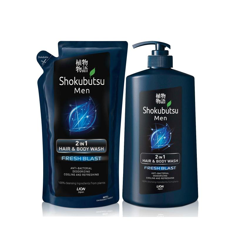 Buy Shokubutsu Men 2-in-1 Hair & Body Wash - Fresh Blast 850ml + Shokubutsu Men 2-in-1 Hair & Body Wash Refill - Fresh Blast 550ml Singapore