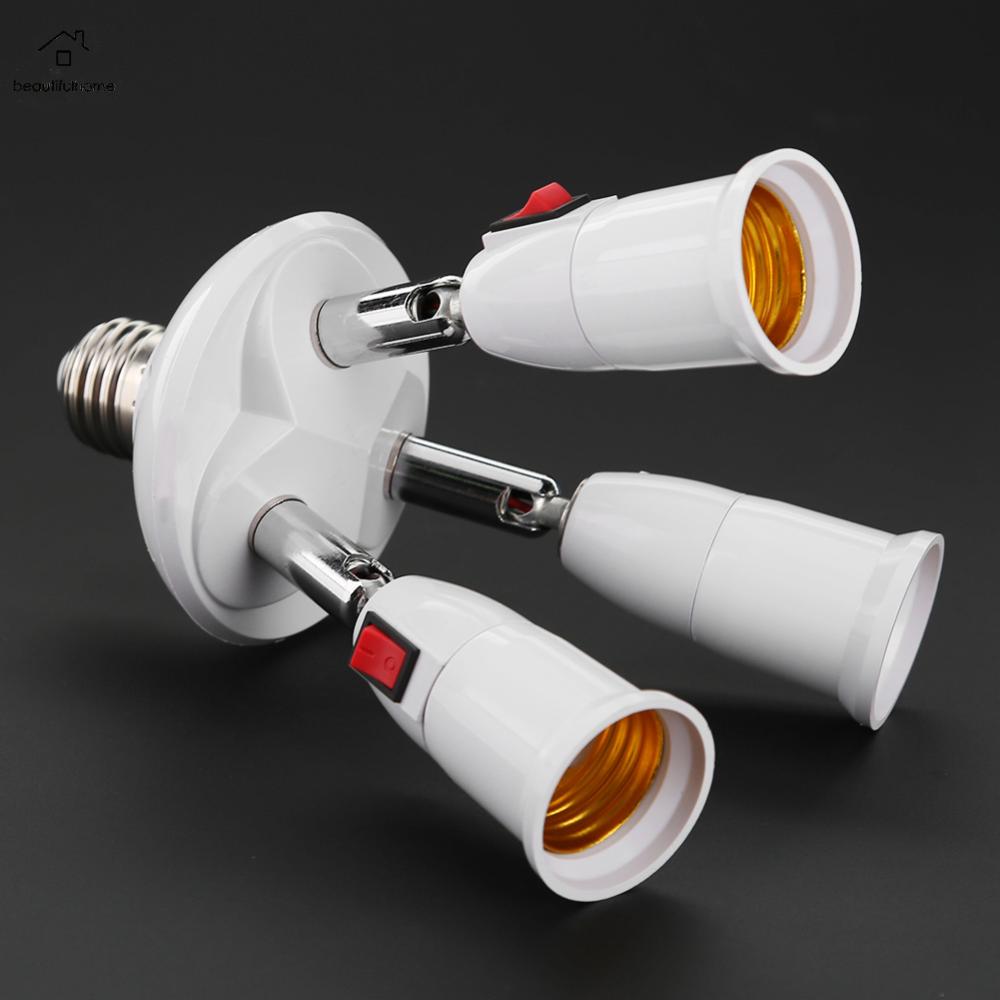 E27 Splitter 3 4 Heads Lamp Base Adjustable LED Light Holder Adapter Socket