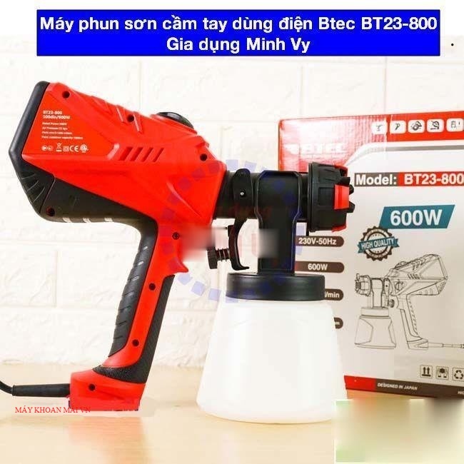 Máy phun sơn cầm tay dùng điện btec bt23-800/ công suất cực mạnh 600w/ sơn dầu sơn nước...vv đl vn