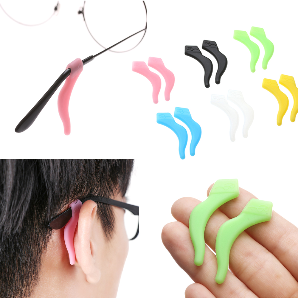 WENYOU 2 pairs Eyewear Anti Slip Hook Grips Eyeglasses Silicone Sports Temple Tips Glasses Ear Hooks Eyeglass Holder Soft Ear Hook