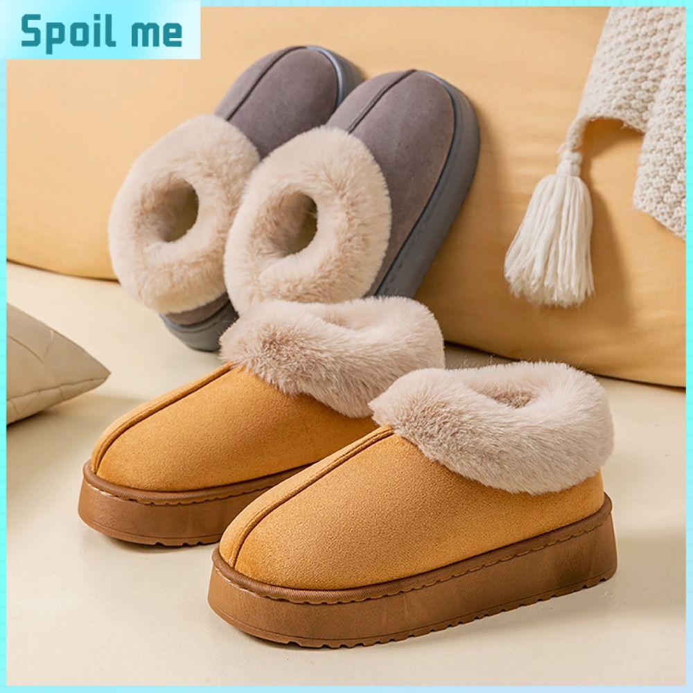 SPOIL ME DIGITAL GOODS Mềm mại Giày tuyết Lông thú giả Đồ nhồi bông Đôi dép mềm  Đáy dày Giày nữ Mùa đông