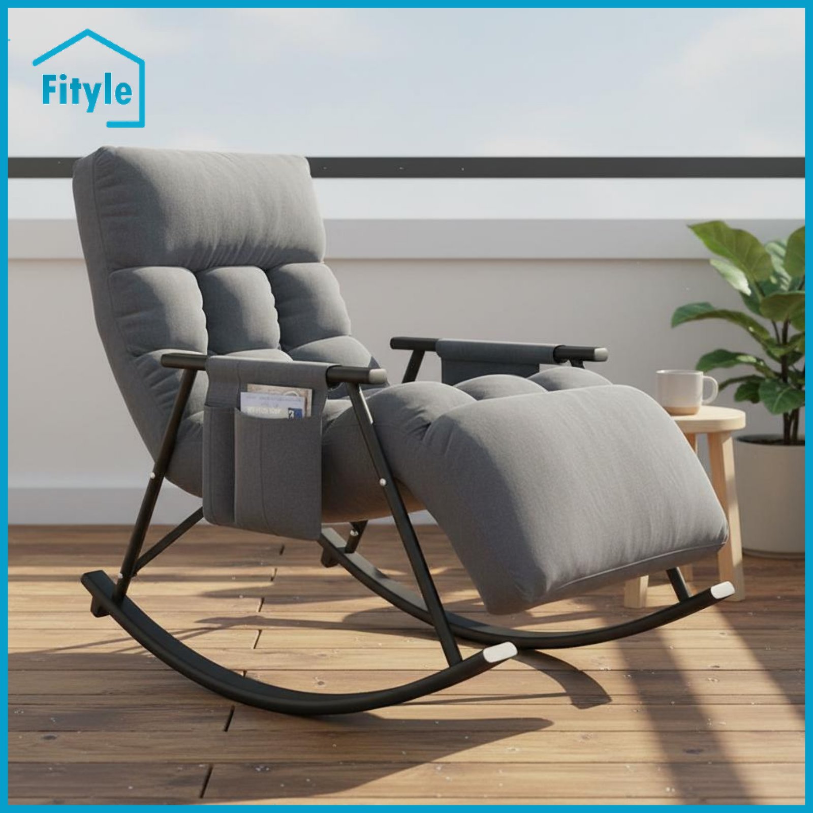 Fityle Lay Flat Design Reclining Rocking Chair Sturdy Structure Rocking Recliner Chair High-Resilience Cushions Upholstered Recliner Rocker Easy Assembly for Napping ราคา 9,840 บาท*ส่งฟรี