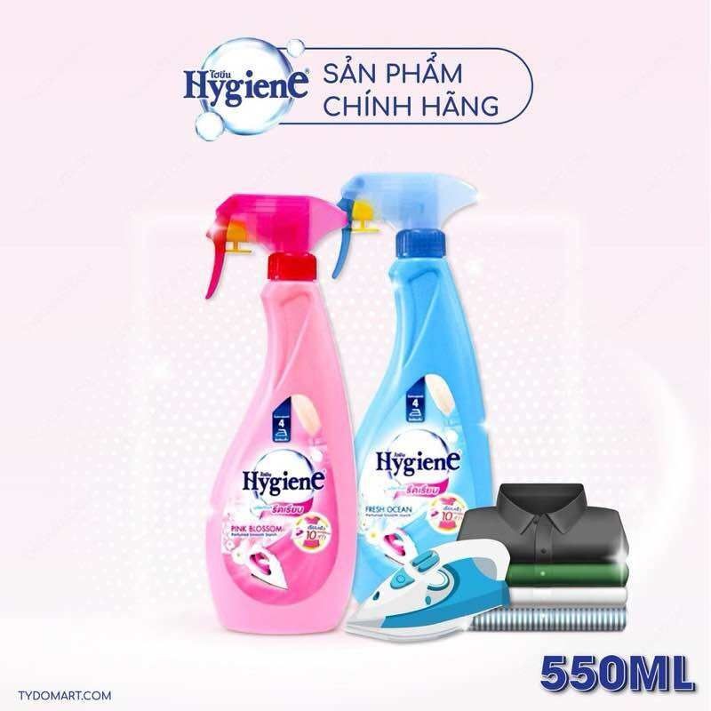  Xịt Thơm Quần Áo Hygiene Nước Xịt  Vải Ủi Đồ Khử Mùi Ẩm Mốc Chai 550ml 