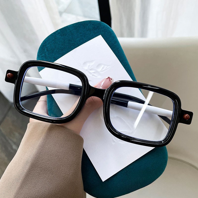 Kính Đọc Sách Chống Ánh Sáng Xanh Gọng Vuông Màu Đen Sáng Cổ Điển Thời Trang Kính Đọc Sách Cho Người Trung Niên Và Cao Tuổi