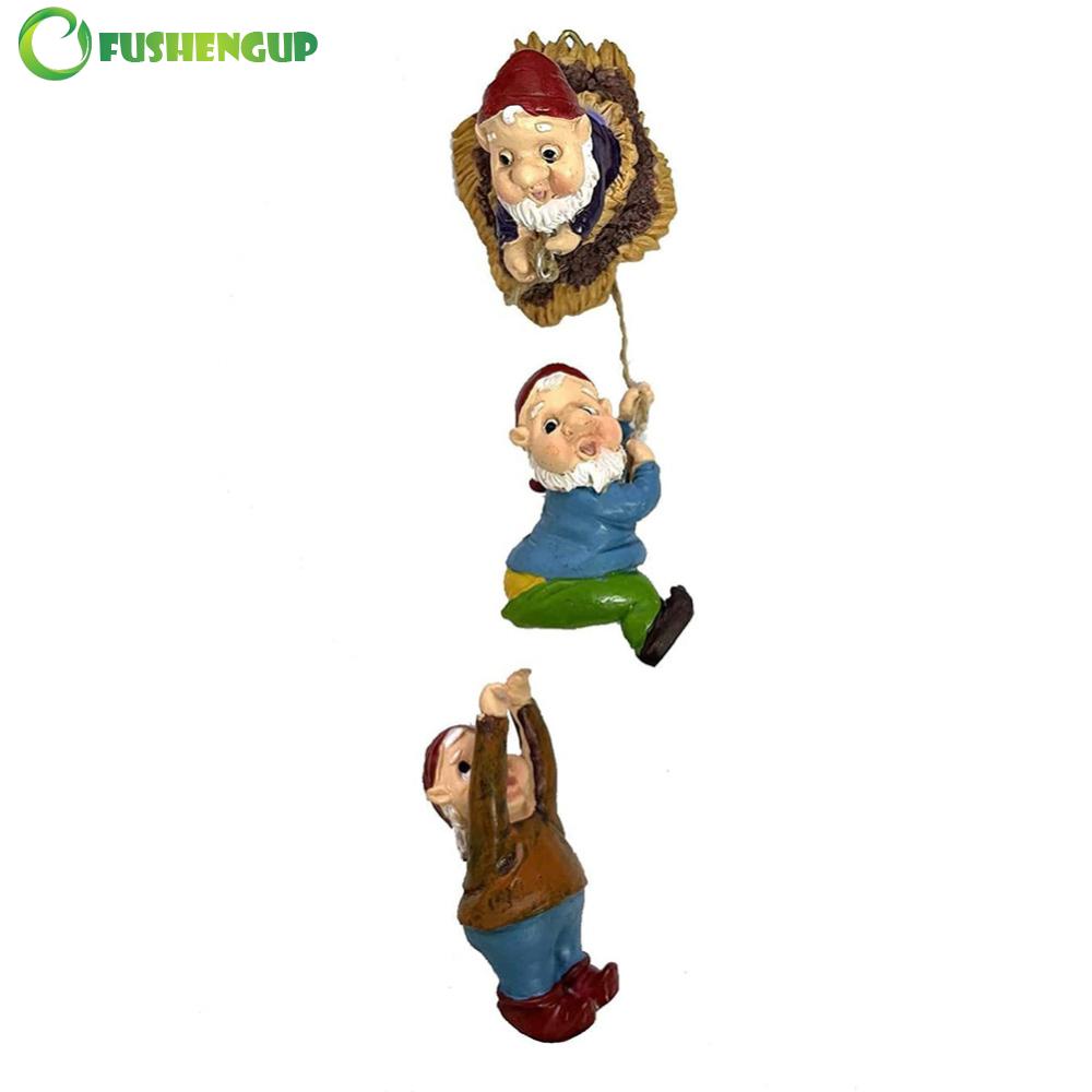9TH Gnome Tree Hugger Ornament Resin Mini Gnome Tree Sculpture Creative Climbing Gnome Statue Funny for Garden Decoration