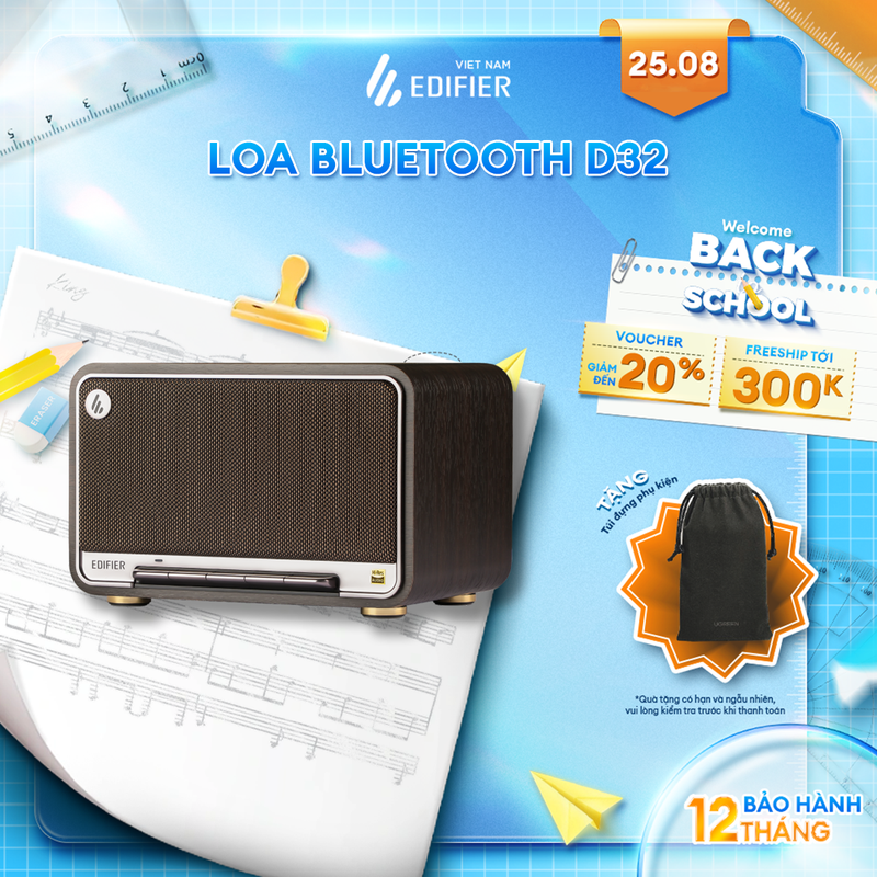 Loa để bàn không dây edifier d32 | công suất 60w | dung lượng pin 5200mah | bảo hành 12 tháng