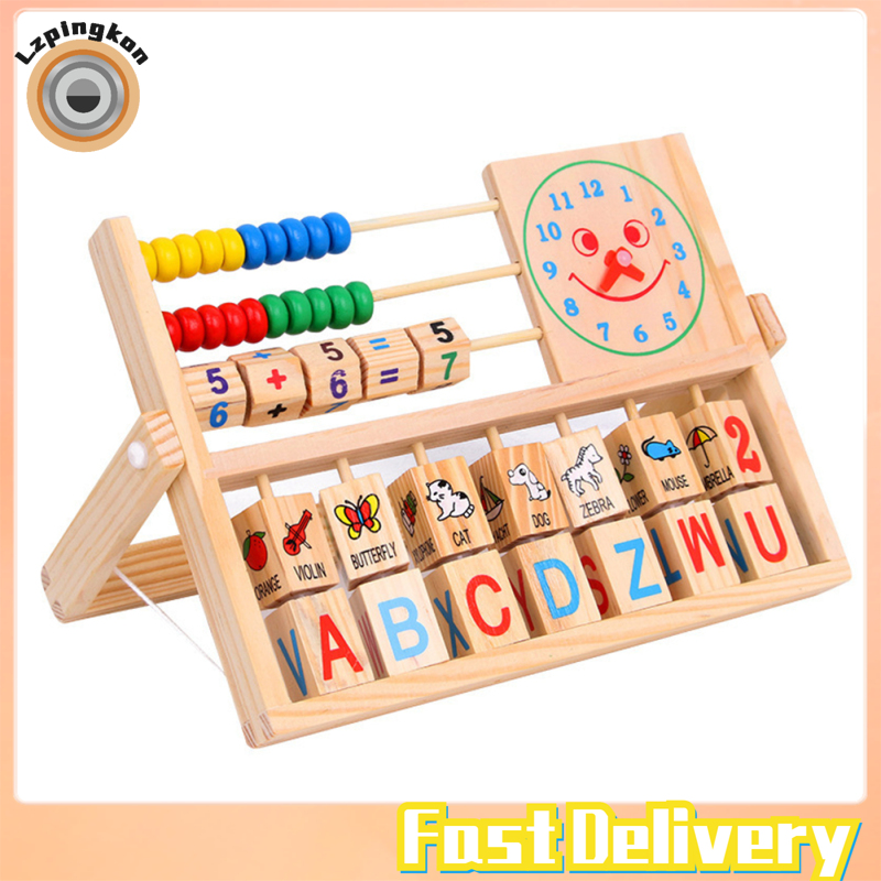 Lzpingkon Fast Delivery Wooden Abacus Learning Stand Toys Counting Clock