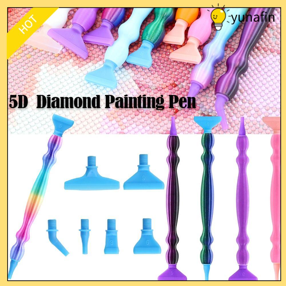 YUNAFIN Thủ công DIY Bút vẽ cương 5D có đầu nhựa vặn Thêu Dụng cụ bút nghệ thuật cương gradient Thực tế Đầu bút thay thế Bút vẽ móng nghệ thuật cho nghệ thuật làm móng