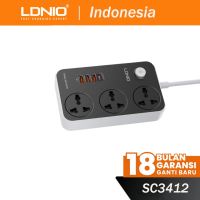 Ldnio Power Socket Stop Kontak with 3 Socket 20W USB Port Fast Charging for Home and Office SC3412