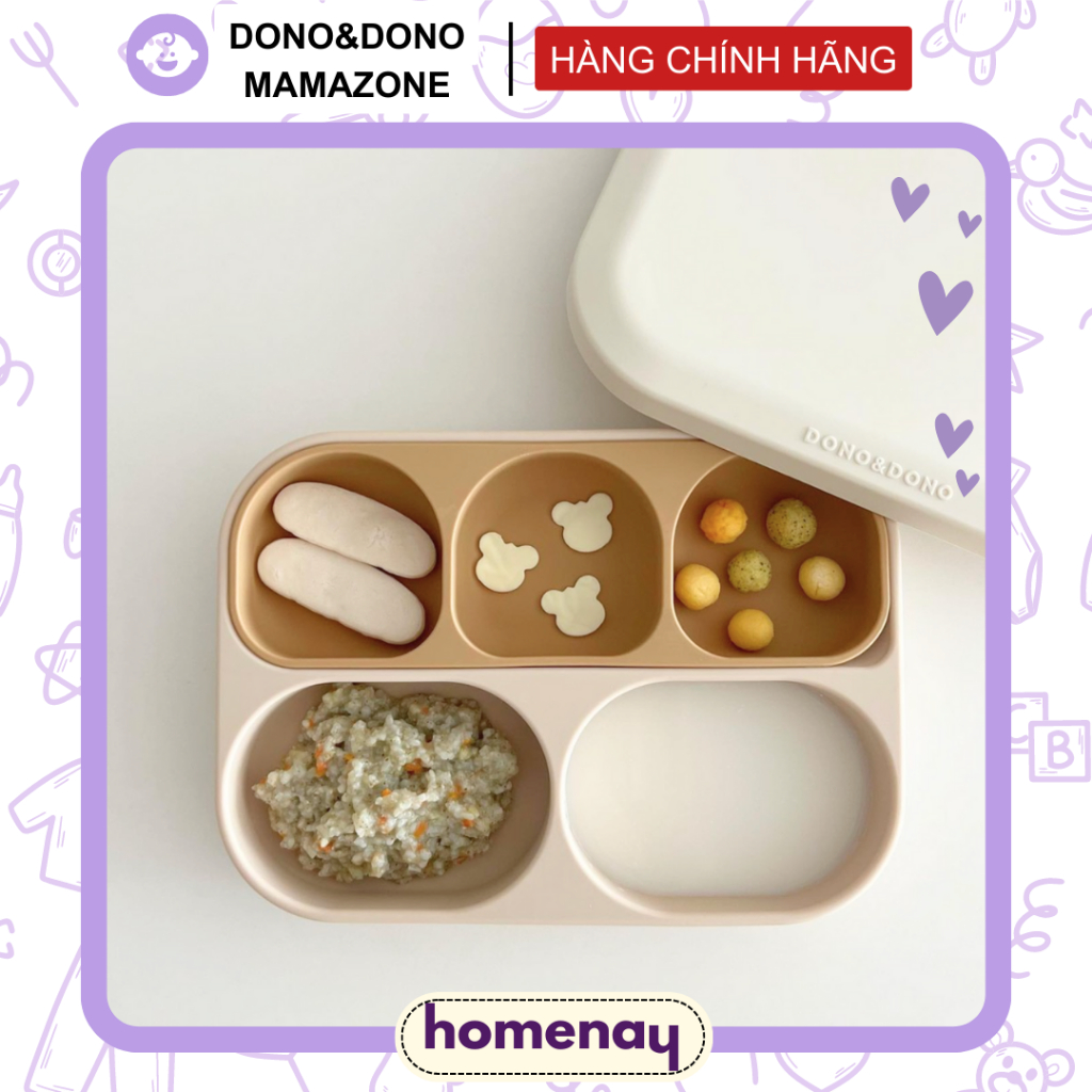 Khay Ăn Dặm Có Nắp BLW Silicon bạch kim cao cấp Dono Mamazone Chính Hãng, linh hoạt tháo lắp