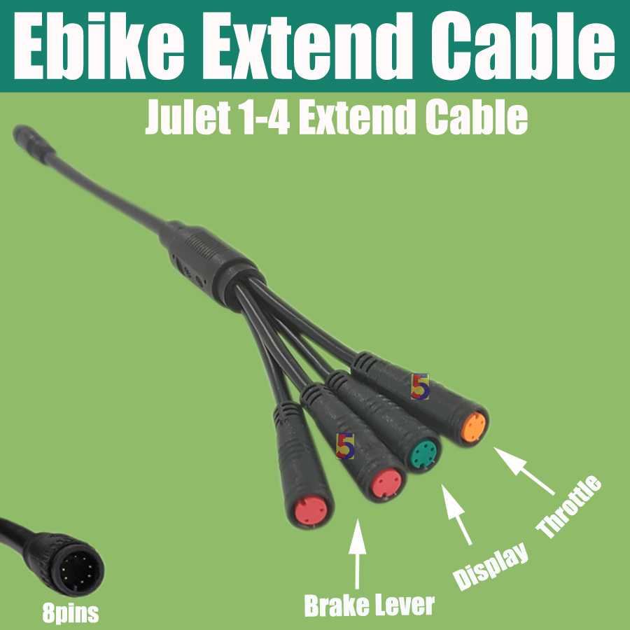 Ebike Julet 1T4 1-4 Extend Cable / 1T2 1-2 Extend Cable For Throttle Brake Display/ 9Pins Motor Cable/Bafang 1T4 Cable 1-4 Cable