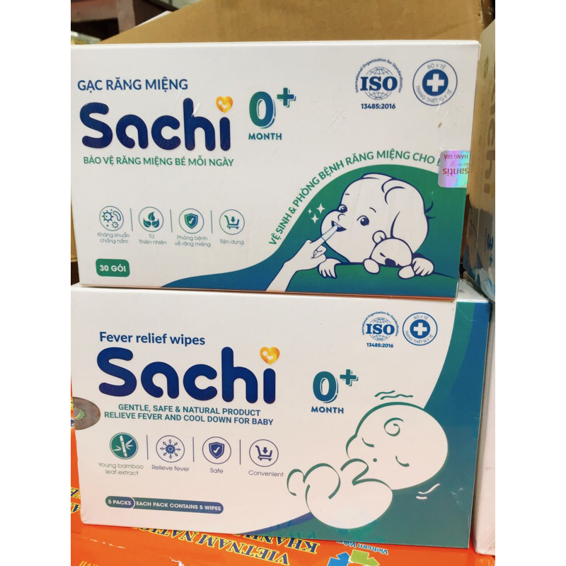 Gạc rơ lưỡi Sachi  Khăn lau hạ sốt 0m+ & 3m+ SACHI  Nước tắm thảo dược Sachi  kem bôi đa năng sachi