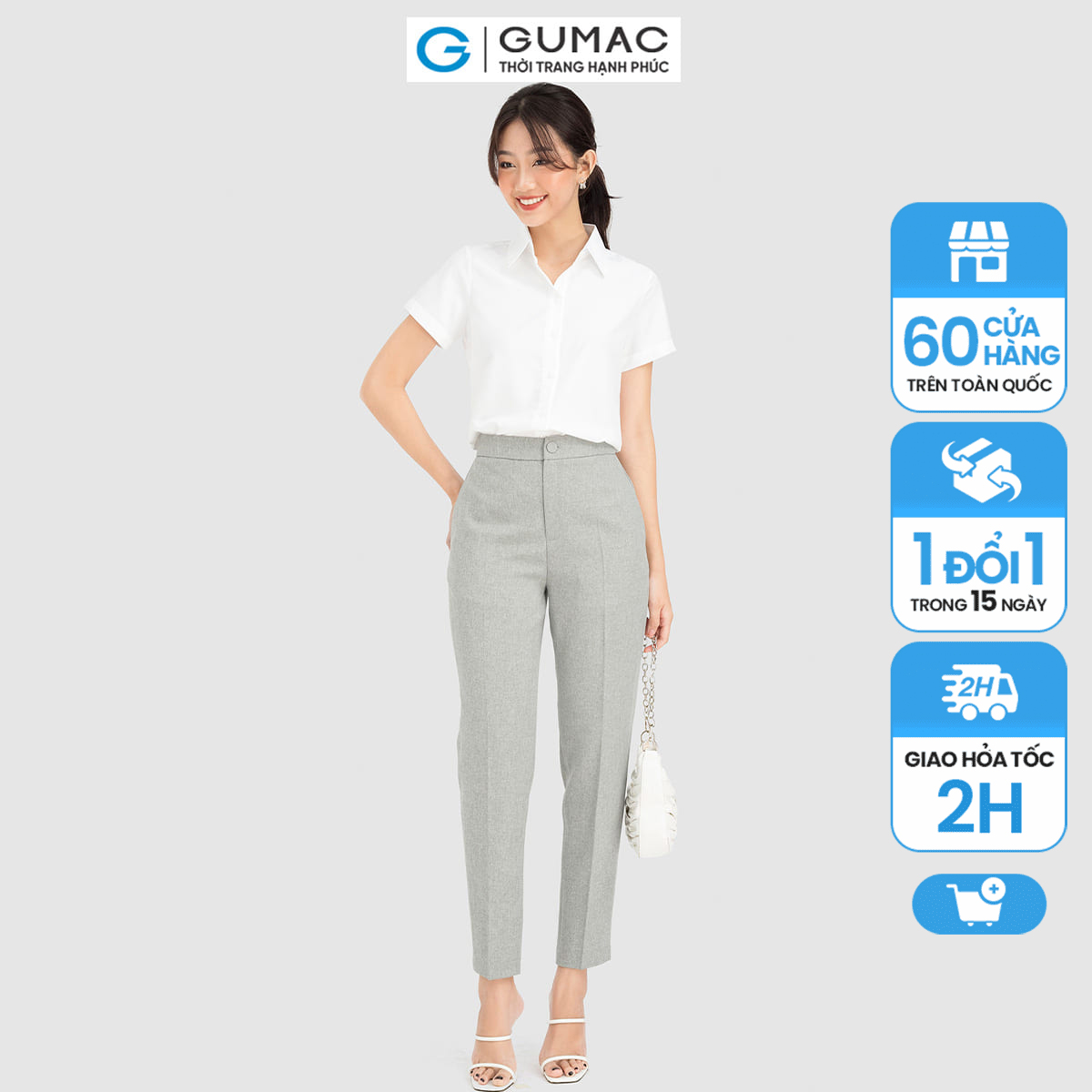 Quần tây nữ gumac, quần tây cơ bản ống đứng qc08026