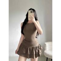 ZEALO Zaniya Sleeveless Layered Skirt Mini Dress for Women – Cotton Spandex