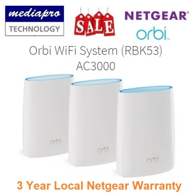 Netgear RBK53 Orbi AC3000 Wireless WiFi Satellite Mesh System (1 Router / 2 Satellite: Bundle RBK50 + RBS50 ) - 3 Year Local Distributor Warranty