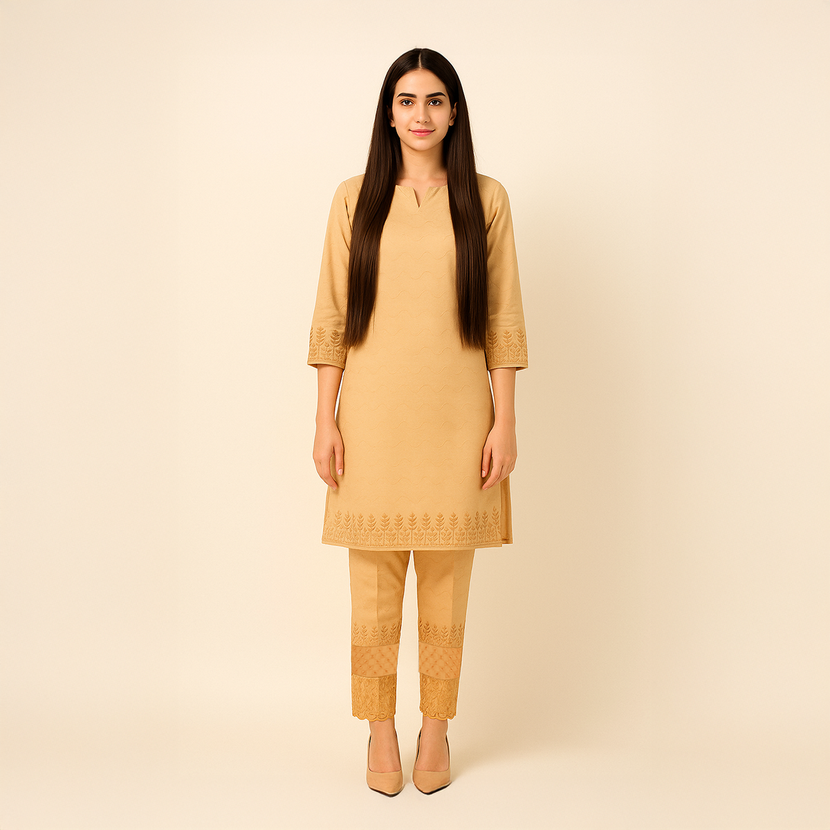 Stylish Cotton Trouser laser cut chikankari cutwork . Chicken kaari. Chickenkari. embroidered trouser. plazo. bell-bottoms
