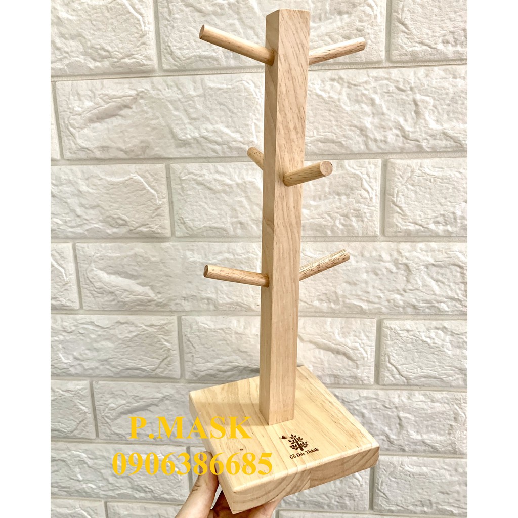 Cây treo ly thân vuông gỗ đức thành 22041 - cây treo ly đức thành có 6 giá treo